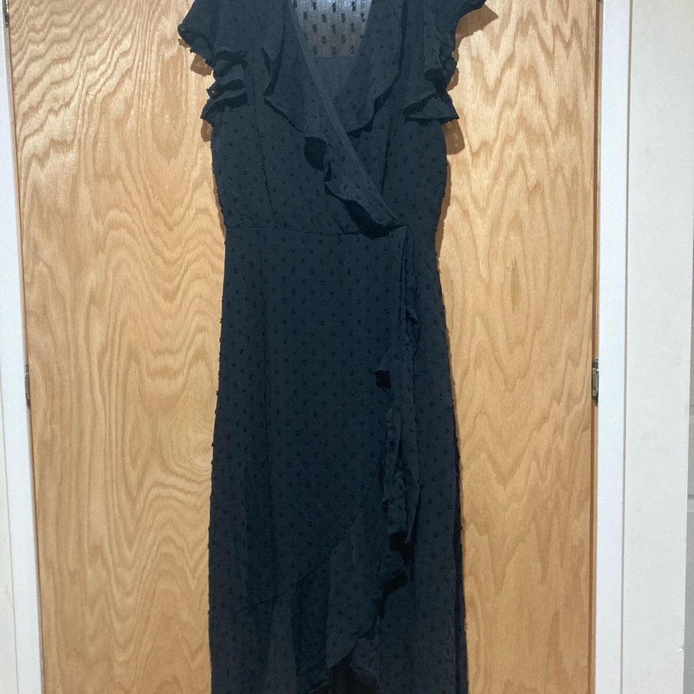 Monteau Black Ruffle Maxi Dress
